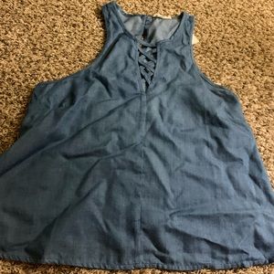 Flowy blue washed top